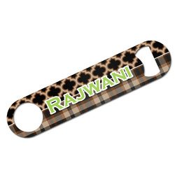 Moroccan & Plaid Bar Bottle Opener - White w/ Name or Text