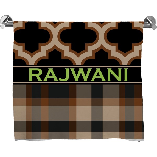 Custom Moroccan & Plaid Bath Towel (Personalized)