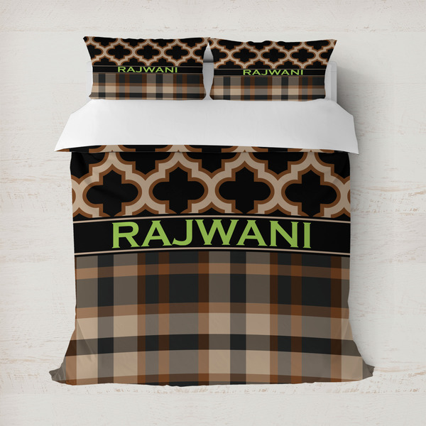 Custom Moroccan & Plaid Duvet Cover Set - Full / Queen (Personalized)