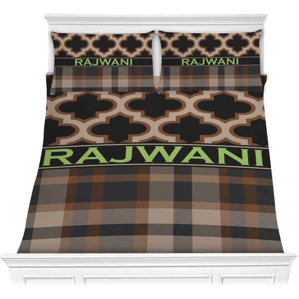 Custom Moroccan & Plaid Comforter Set - Full / Queen (Personalized)