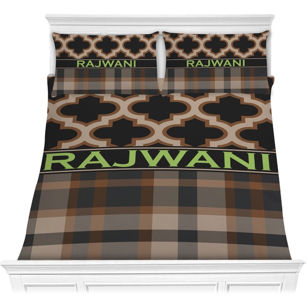 Custom Moroccan & Plaid Comforter Set - Full / Queen (Personalized)