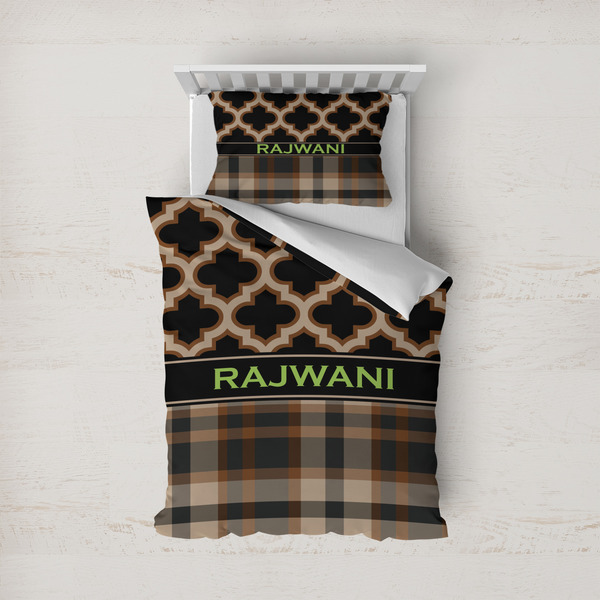 Custom Moroccan & Plaid Duvet Cover Set - Twin (Personalized)