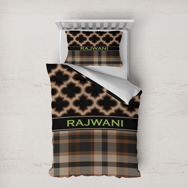 Custom Moroccan & Plaid Duvet Cover Set - Twin XL (Personalized)