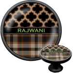 Moroccan & Plaid Cabinet Knob (Black) (Personalized)