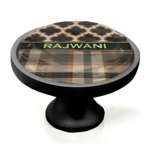 Moroccan & Plaid Black Custom Cabinet Knob (Side)