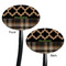 Moroccan & Plaid Black Plastic 7" Stir Stick - Double Sided - Oval - Front & Back