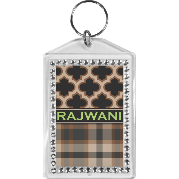Custom Moroccan & Plaid Bling Keychain (Personalized)