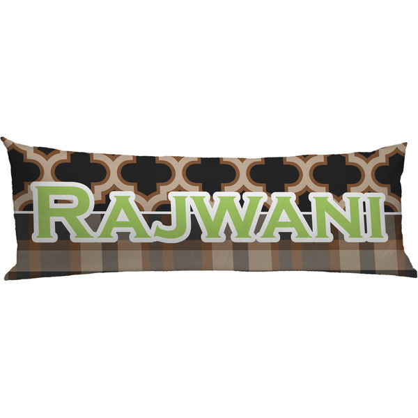 Custom Moroccan & Plaid Body Pillow Case (Personalized)