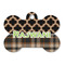 Moroccan & Plaid Bone Shaped Dog ID Tag - Large - Front