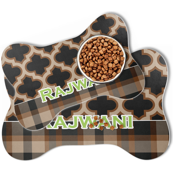 Moroccan & Plaid Bone Shaped Dog Mats - MAIN