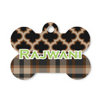 Moroccan & Plaid Bone Shaped Dog ID Tag - Small (Personalized)