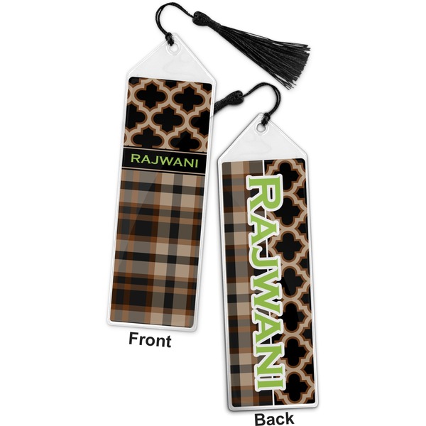 Moroccan & Plaid Bookmark with tassel - Front and Back