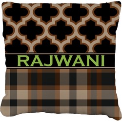 Moroccan & Plaid Faux-Linen Throw Pillow 18" (Personalized)