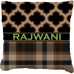 Moroccan & Plaid Faux-Linen Throw Pillow 20" (Personalized)