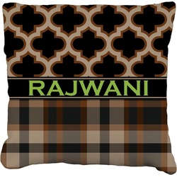 Moroccan & Plaid Faux-Linen Throw Pillow 26" (Personalized)