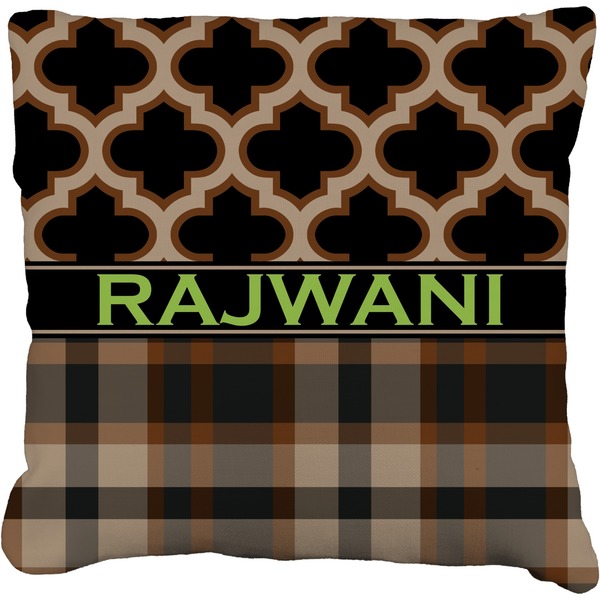 Custom Moroccan & Plaid Faux-Linen Throw Pillow 26" (Personalized)