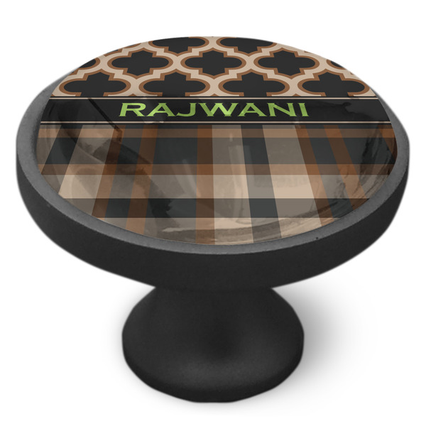 Moroccan & Plaid Cabinet Knob - Black - Side