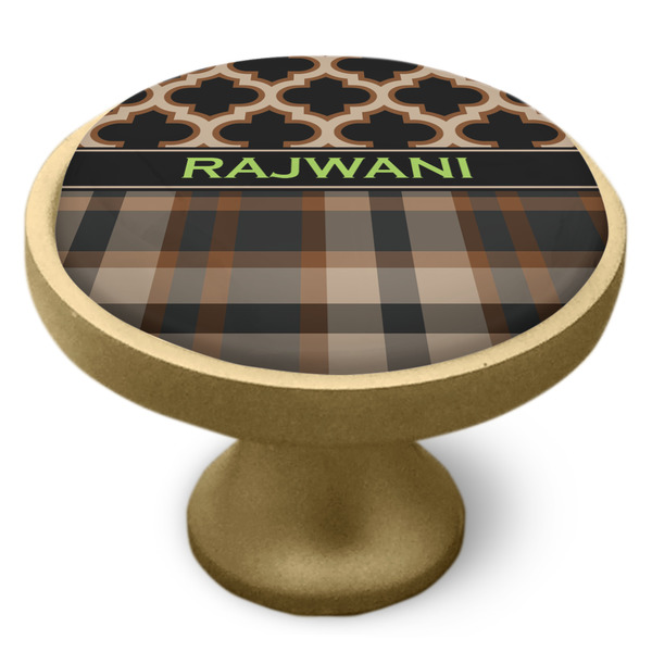 Moroccan & Plaid Cabinet Knob - Gold - Side