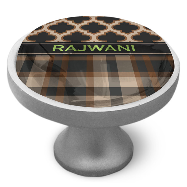 Moroccan & Plaid Cabinet Knob - Nickel - Side