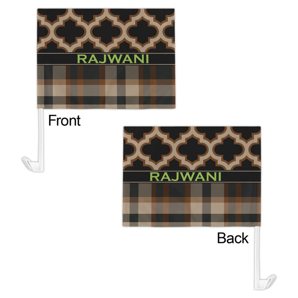 Moroccan & Plaid Car Flag - 11" x 8" - Front & Back View