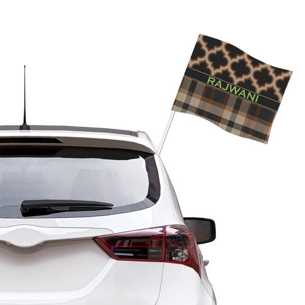 Moroccan & Plaid Car Flag - Large - LIFESTYLE