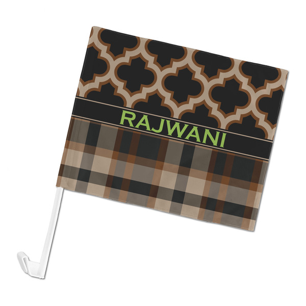 Custom Moroccan & Plaid Car Flag (Personalized)