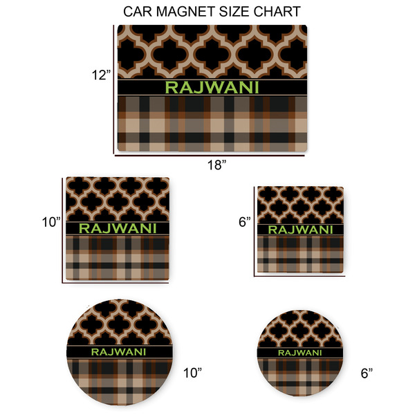 Moroccan & Plaid Car Magnets - SIZE CHART