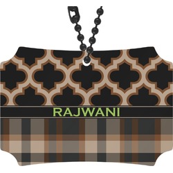 Moroccan & Plaid Rear View Mirror Ornament (Personalized)