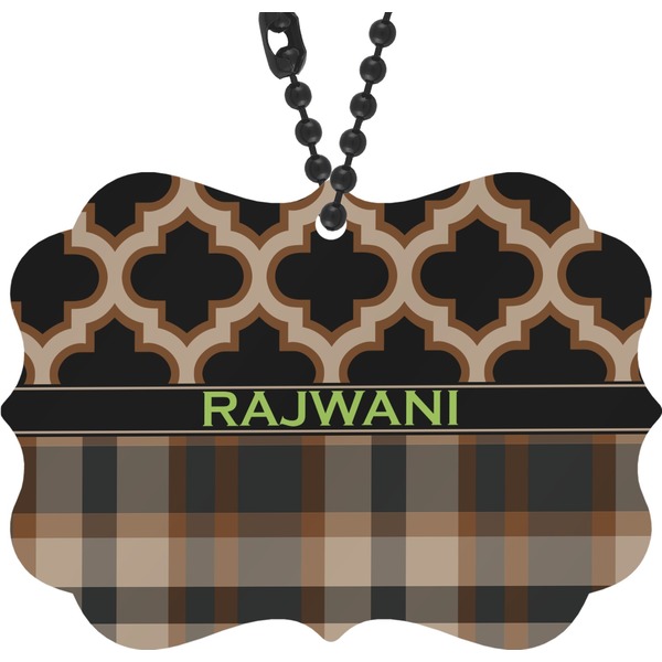 Custom Moroccan & Plaid Rear View Mirror Decor (Personalized)
