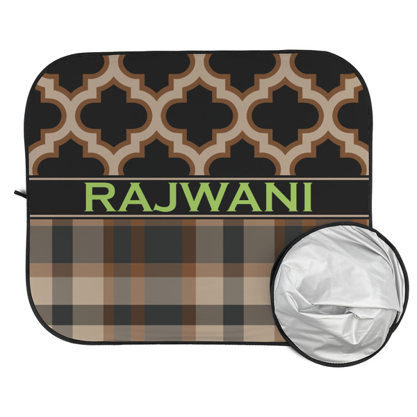 Moroccan & Plaid Car Sun Shades - FOLDED & UNFOLDED