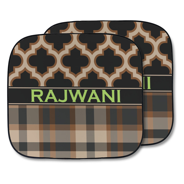 Custom Moroccan & Plaid Car Sun Shade - Two Piece (Personalized)