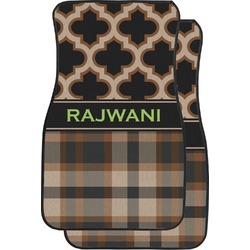 Moroccan & Plaid Car Floor Mats (Front Seat) (Personalized)