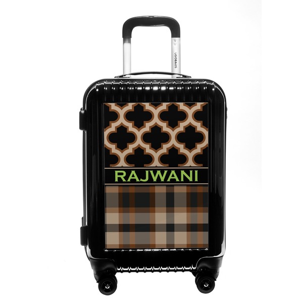Custom Moroccan & Plaid Carry On Hard Shell Suitcase (Personalized)