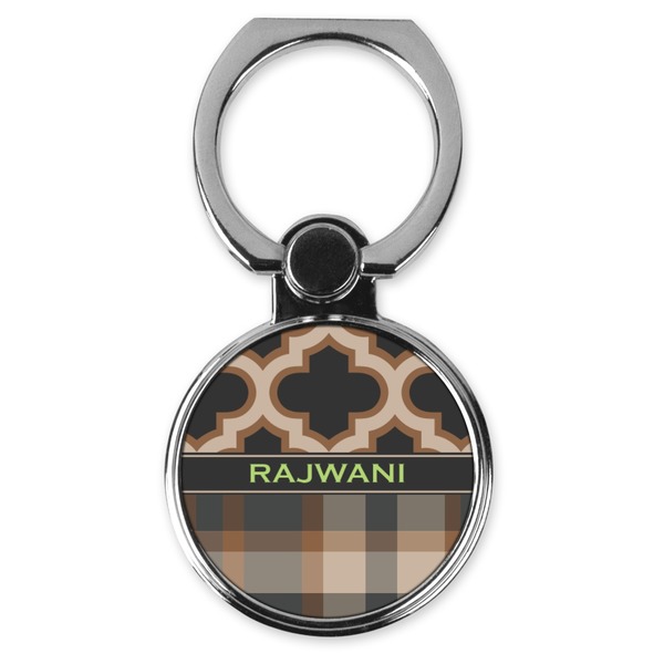 Custom Moroccan & Plaid Cell Phone Ring Stand & Holder (Personalized)