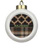 Moroccan & Plaid Ceramic Ball Ornament (Personalized)