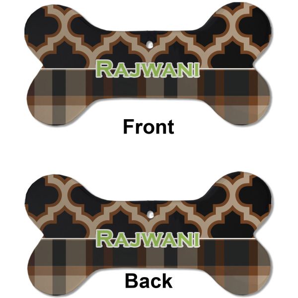 Moroccan & Plaid Ceramic Flat Ornament - Bone Front & Back (APPROVAL)