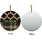 Moroccan & Plaid Ceramic Flat Ornament - Circle Front & Back (APPROVAL)