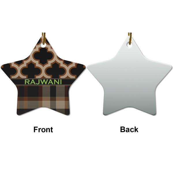 Moroccan & Plaid Ceramic Flat Ornament - Star Front & Back (APPROVAL)