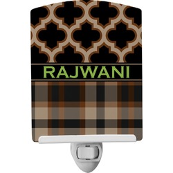 Moroccan & Plaid Ceramic Night Light (Personalized)