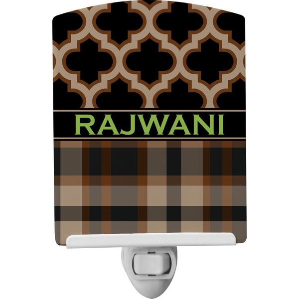 Custom Moroccan & Plaid Ceramic Night Light (Personalized)