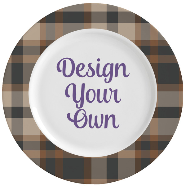 Custom Moroccan & Plaid Ceramic Dinner Plates (Set of 4) (Personalized)