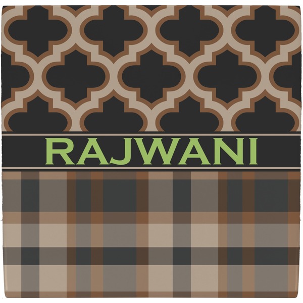 Custom Moroccan & Plaid Ceramic Tile Hot Pad (Personalized)