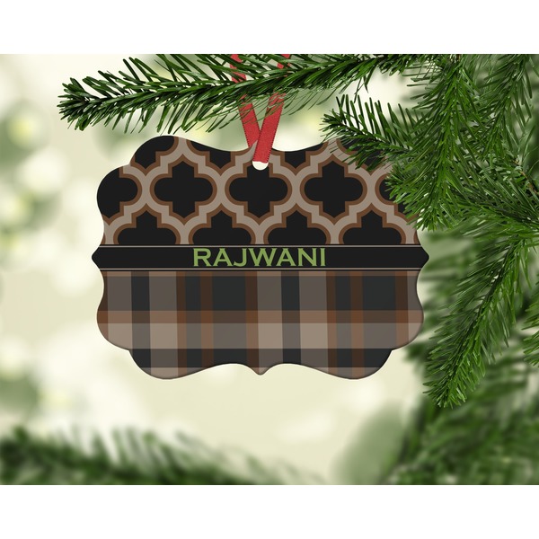 Moroccan & Plaid Christmas Ornament (On Tree)