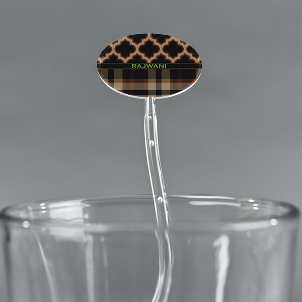 Moroccan & Plaid Clear Plastic 7" Stir Stick - Oval - Main