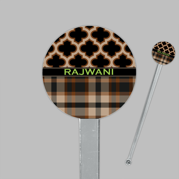 Moroccan & Plaid Clear Plastic 7" Stir Stick - Round - Closeup