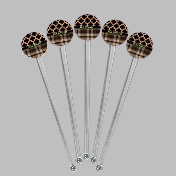 Moroccan & Plaid Clear Plastic 7" Stir Stick - Round - Fan View