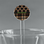 Moroccan & Plaid 5.5" Round Plastic Stir Sticks - Clear (Personalized)