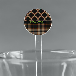 Moroccan & Plaid 5.5" Round Plastic Stir Sticks - Clear (Personalized)