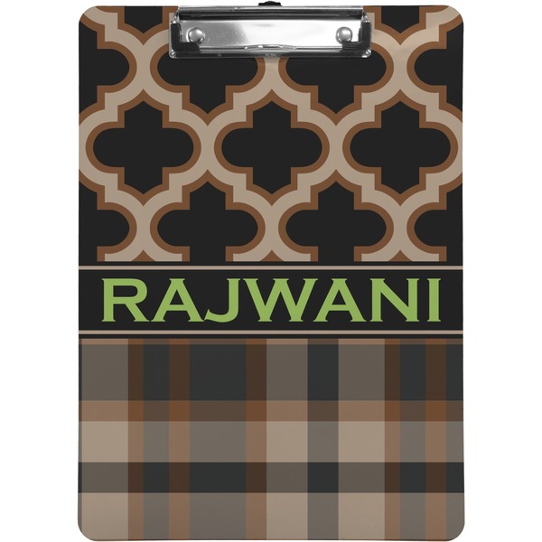 Custom Moroccan & Plaid Clipboard (Letter Size) (Personalized)