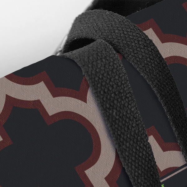 Moroccan & Plaid Closeup of Tote w/Black Handles